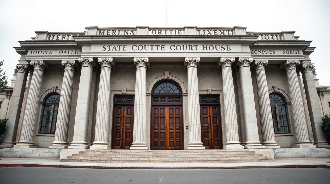 Columnas de un tribunal estatal, símbolo del Estado de Derecho en México