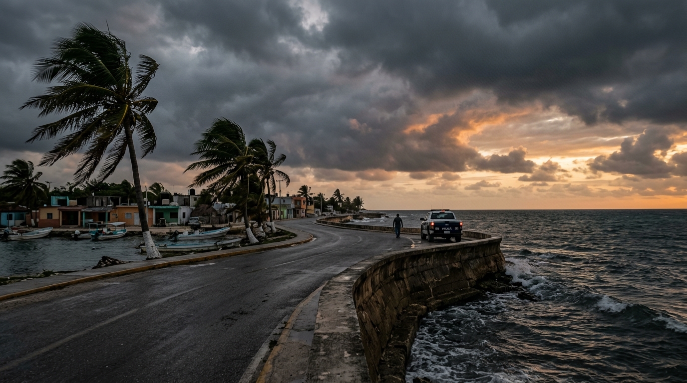Agentes estatales recorren la franja costera de Yucatán durante el huracán Isaías